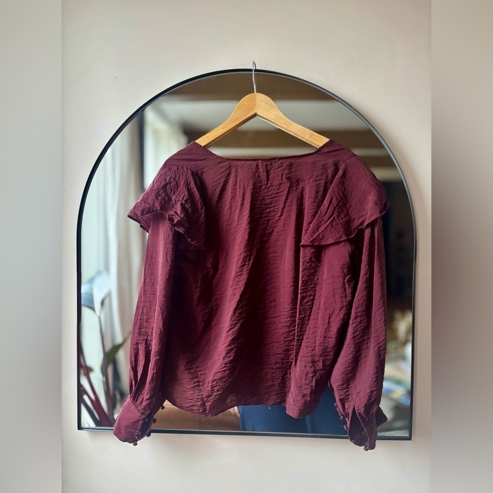 H&M | burgundy peasant blouse | size xl - Picture 3 of 3